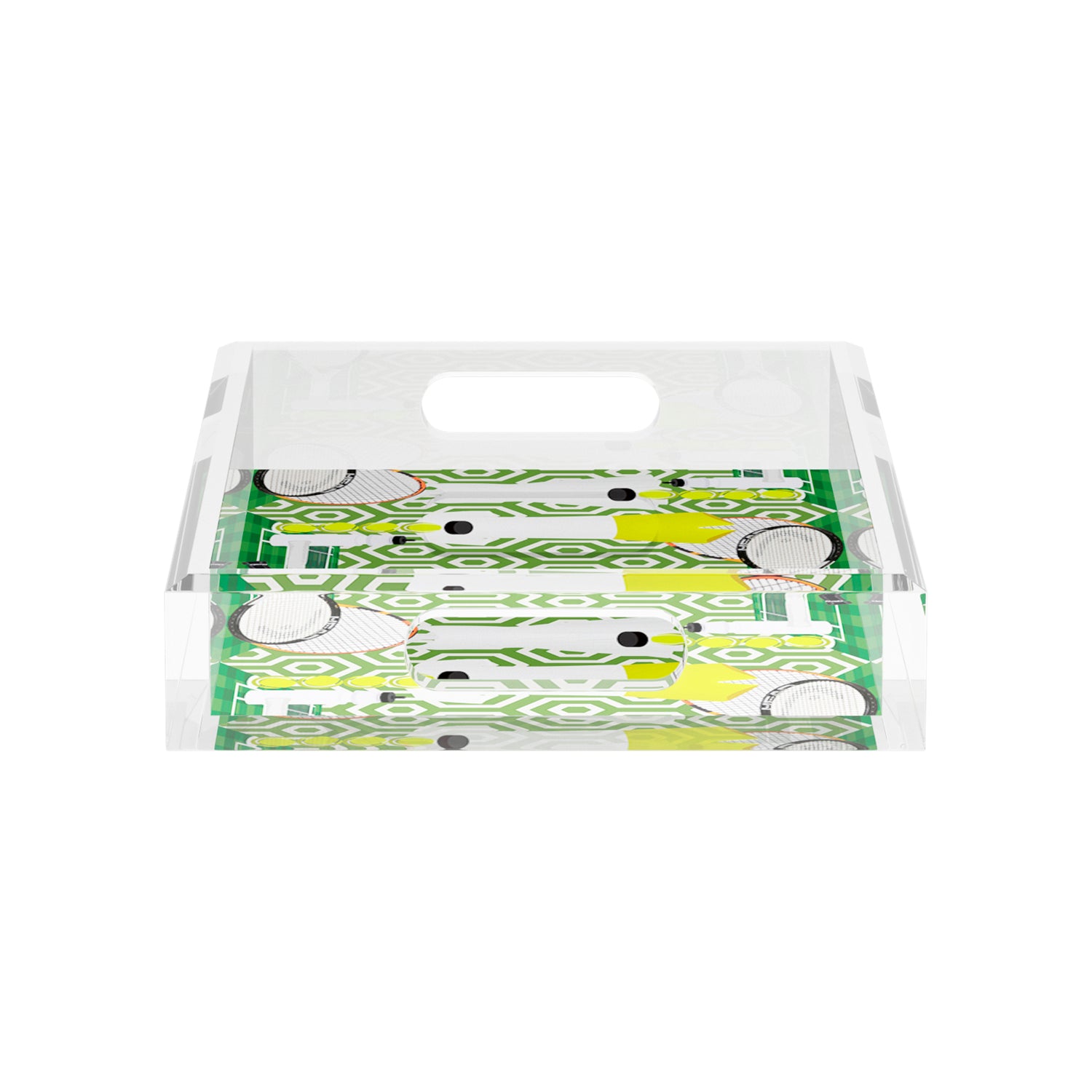 Tennis Anyone Green White  12.5x7.75 Acrylic Tray - nicolettemayer.com 