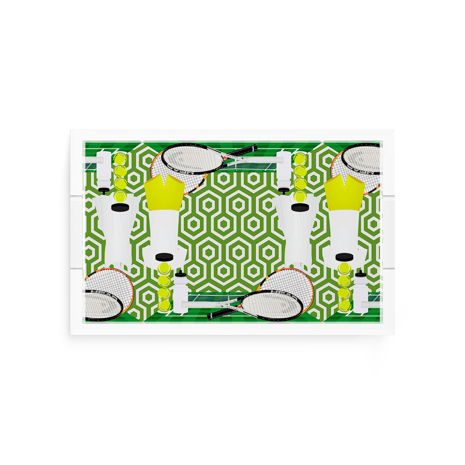 Tennis Anyone Green White  12.5x7.75 Acrylic Tray - nicolettemayer.com 