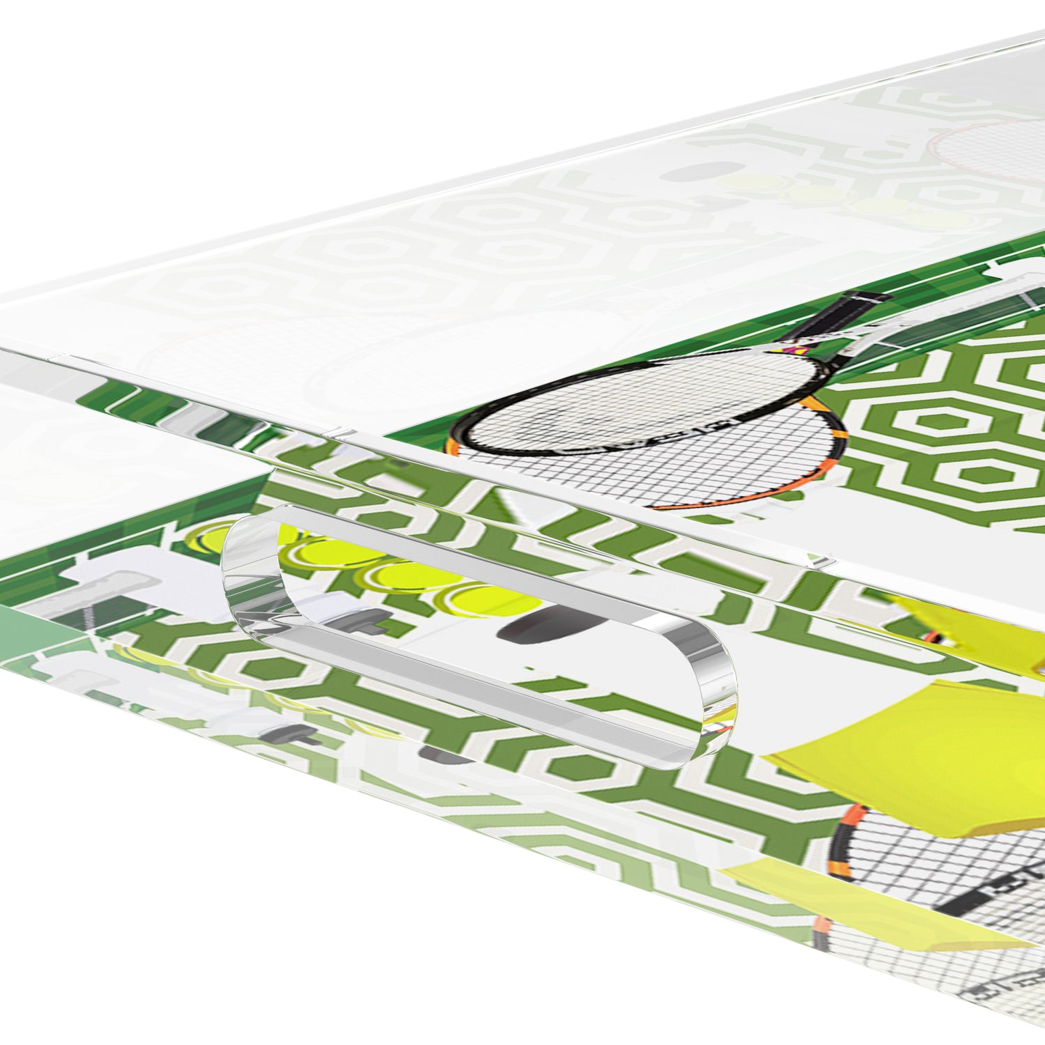 Tennis Anyone Green White  12.5x7.75 Acrylic Tray - nicolettemayer.com 
