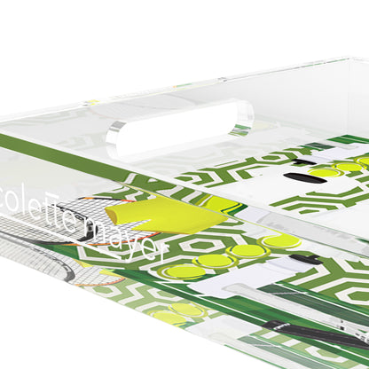 Tennis Anyone Green White  12.5x7.75 Acrylic Tray - nicolettemayer.com 