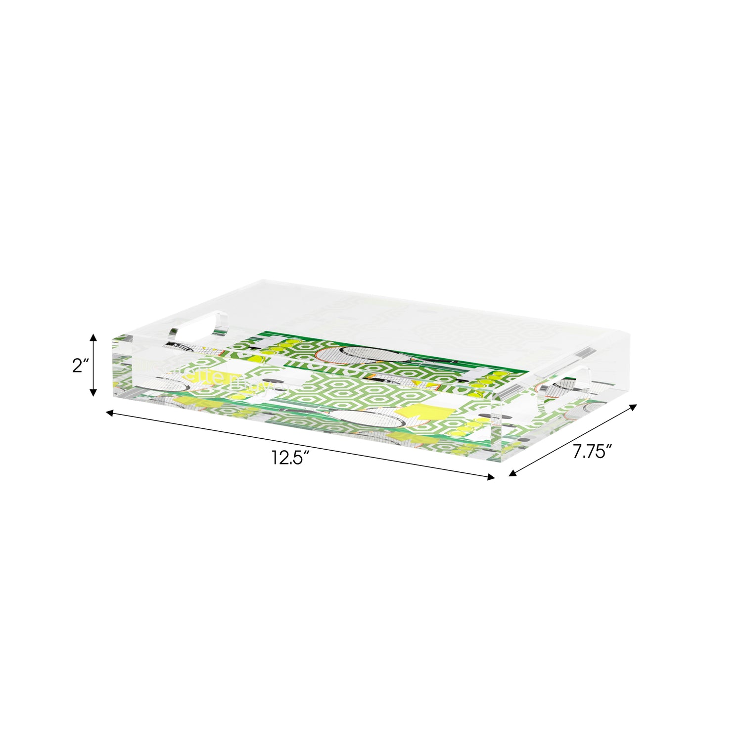 Tennis Anyone Green White  Set of 3 Acrylic Tray - nicolettemayer.com 