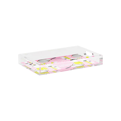 Tennis Anyone Pink White  12.5x7.75 Acrylic Tray - nicolettemayer.com 