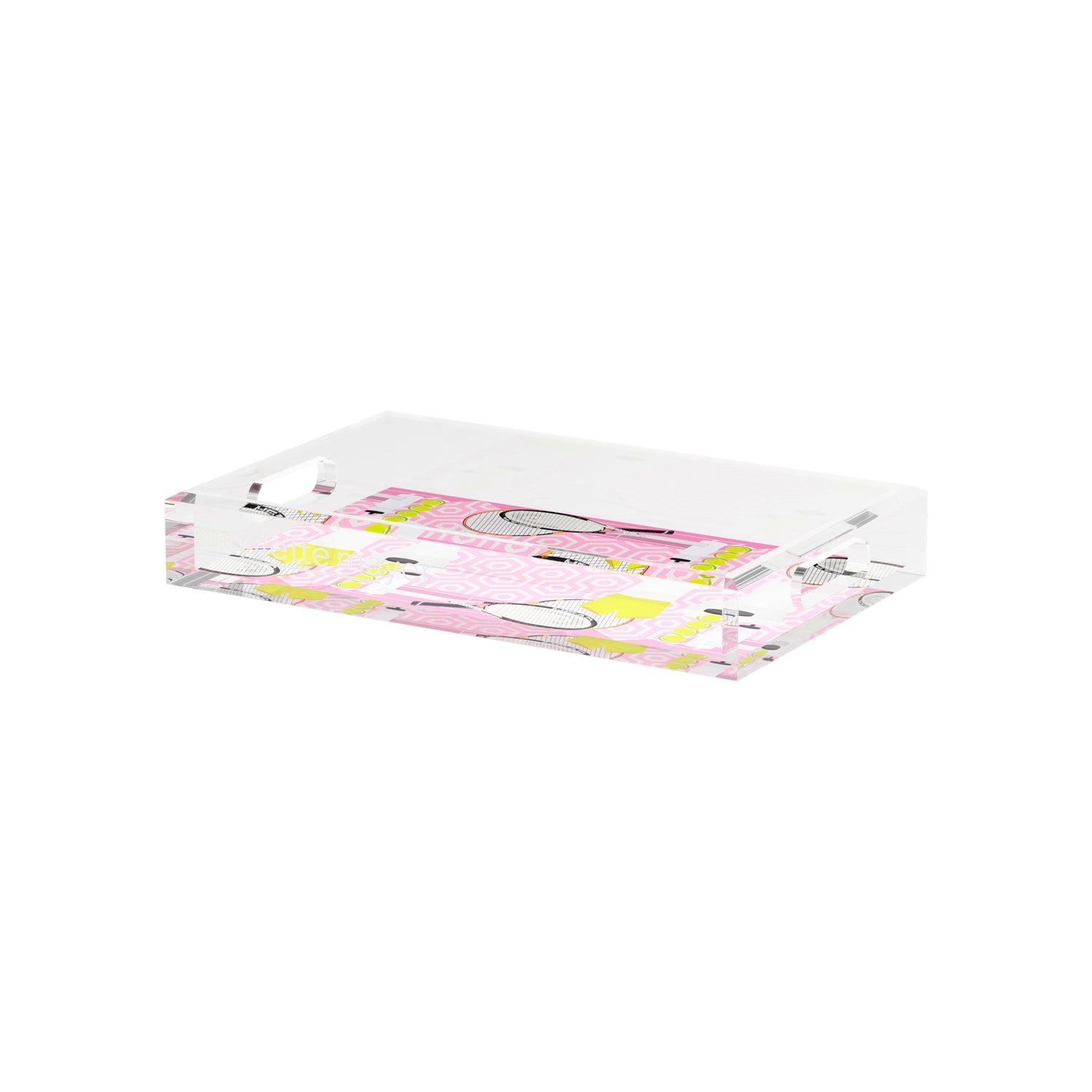 Tennis Anyone Pink White  12.5x7.75 Acrylic Tray - nicolettemayer.com 
