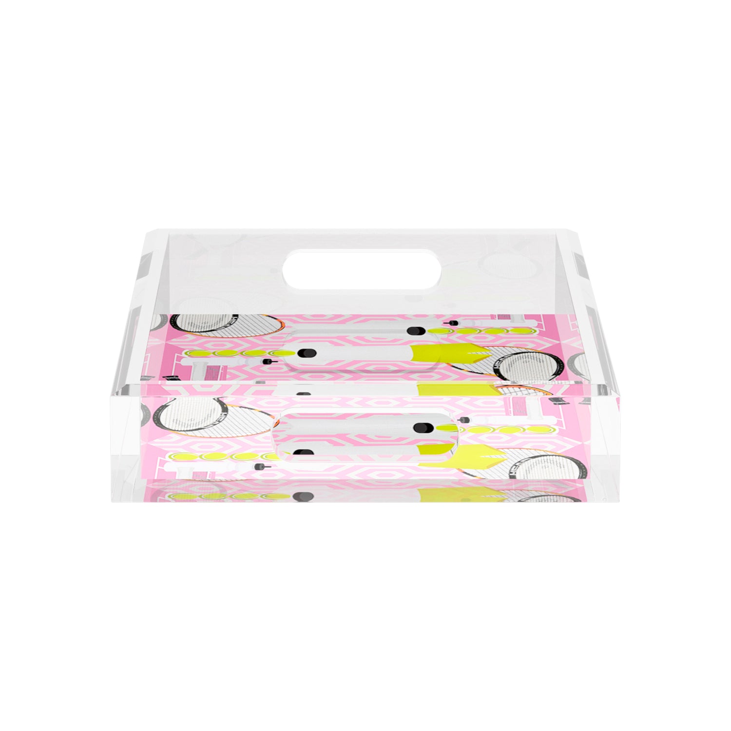 Tennis Anyone Pink White  12.5x7.75 Acrylic Tray - nicolettemayer.com 