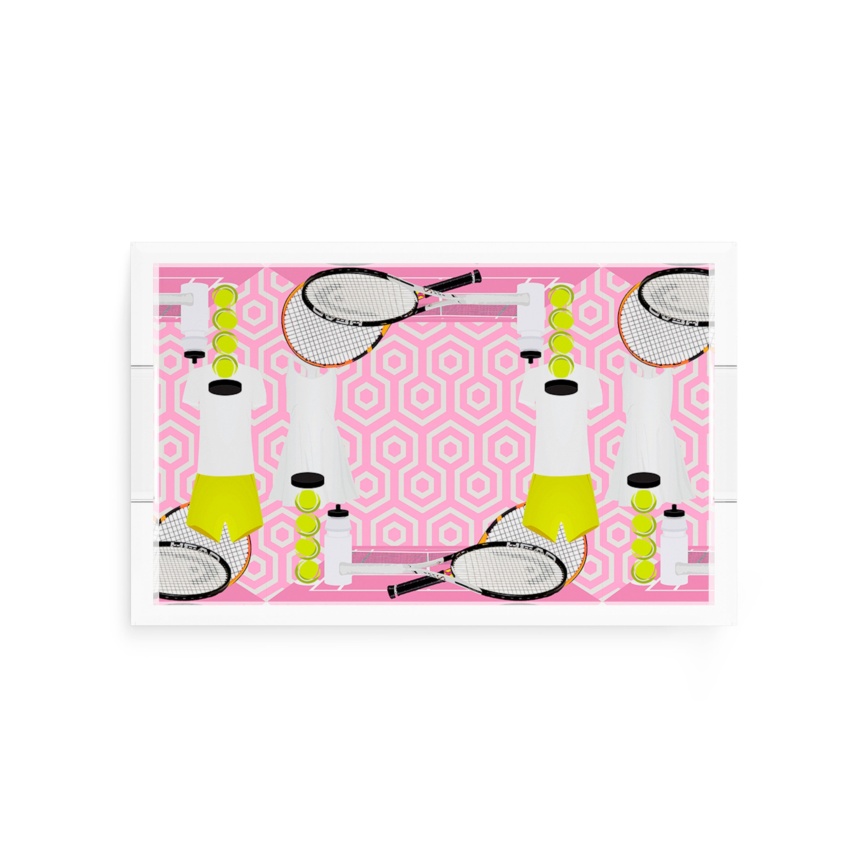 Tennis Anyone Pink White  12.5x7.75 Acrylic Tray - nicolettemayer.com 