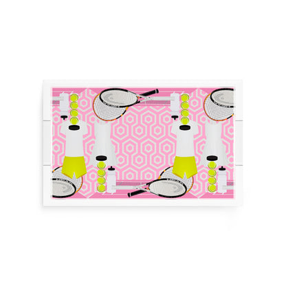 Tennis Anyone Pink White  12.5x7.75 Acrylic Tray - nicolettemayer.com 