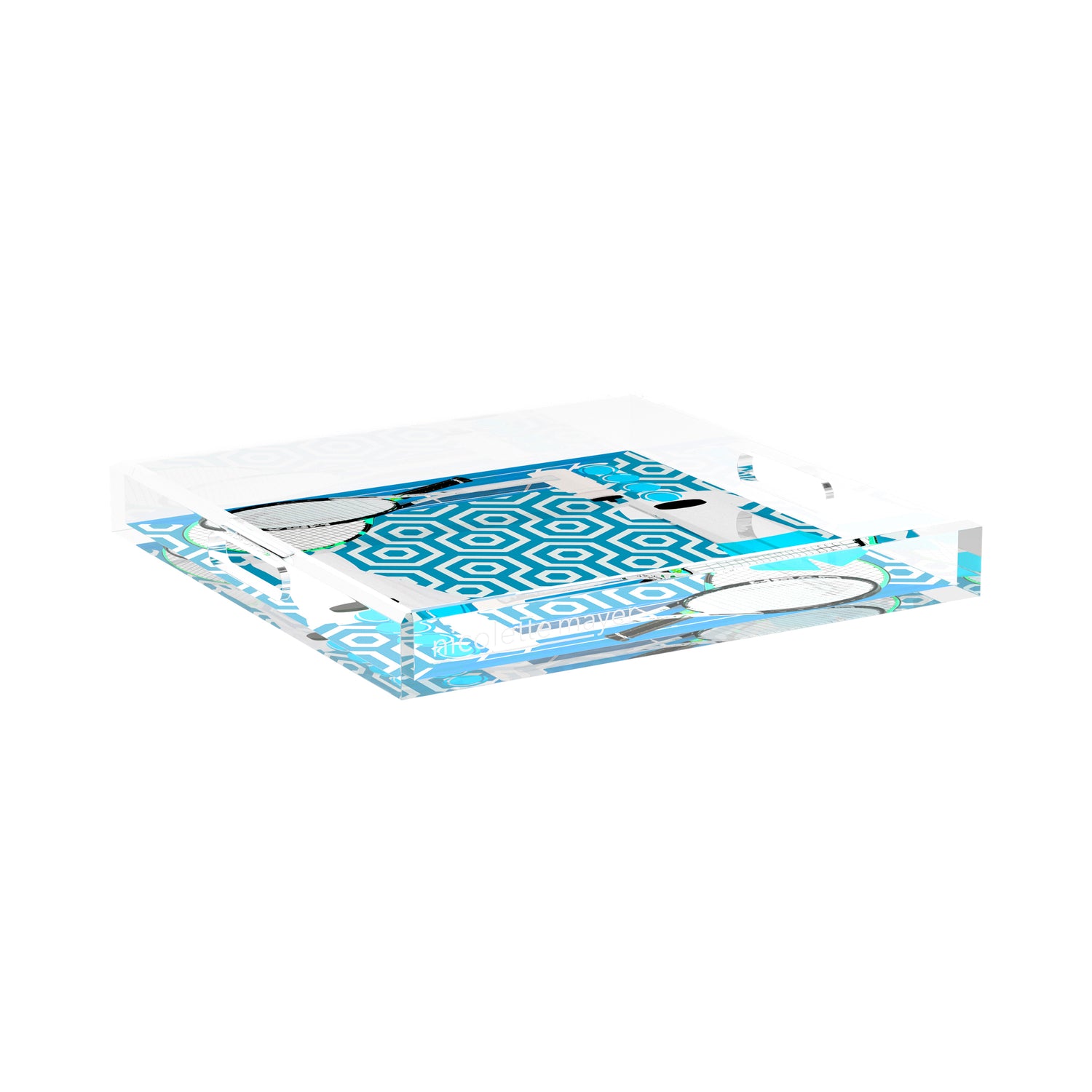 Tennis Anyone Blue White  15X15 Acrylic Tray - nicolettemayer.com 