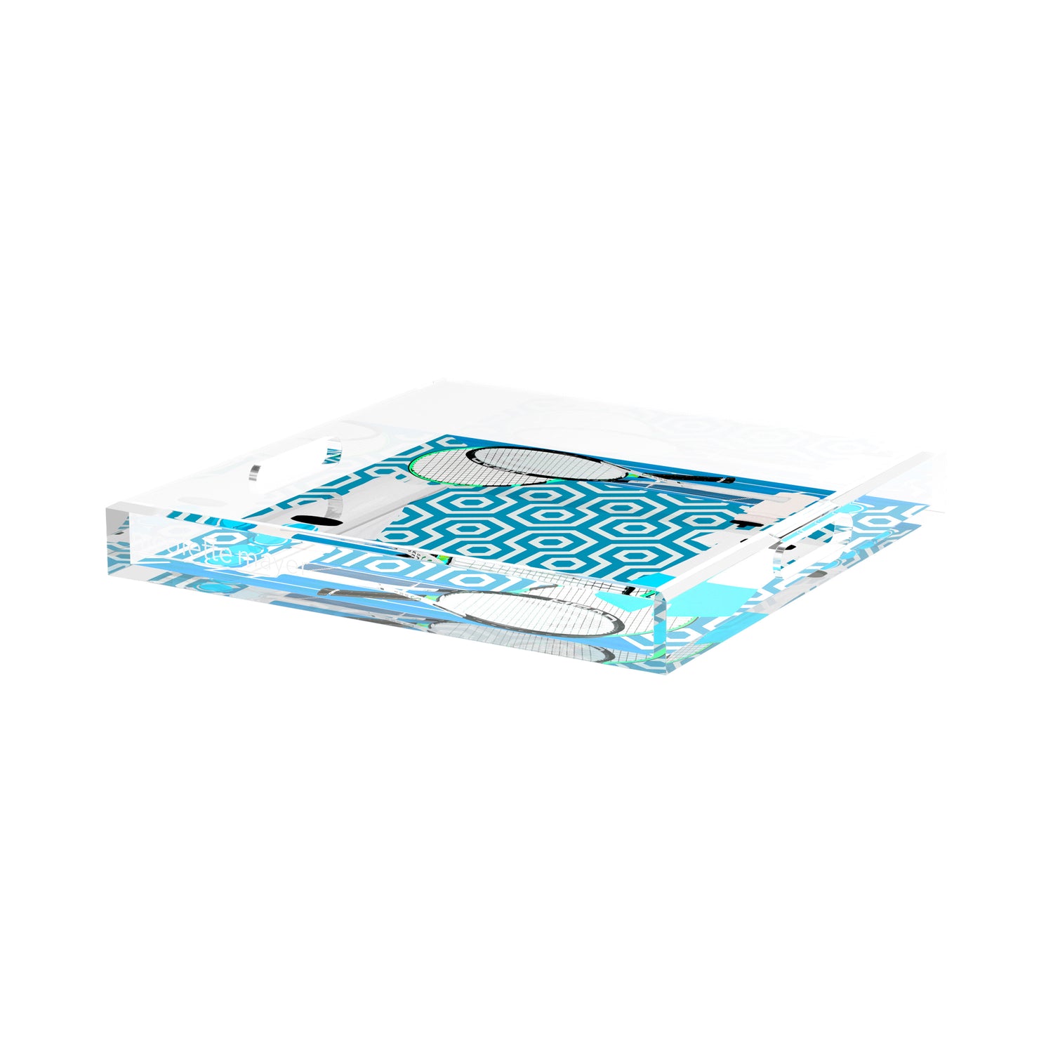 Tennis Anyone Blue White  15X15 Acrylic Tray - nicolettemayer.com 
