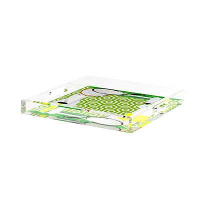 Tennis Anyone Green White  15X15 Acrylic Tray - nicolettemayer.com 