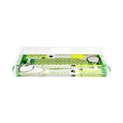 Tennis Anyone Green White  15X15 Acrylic Tray - nicolettemayer.com 