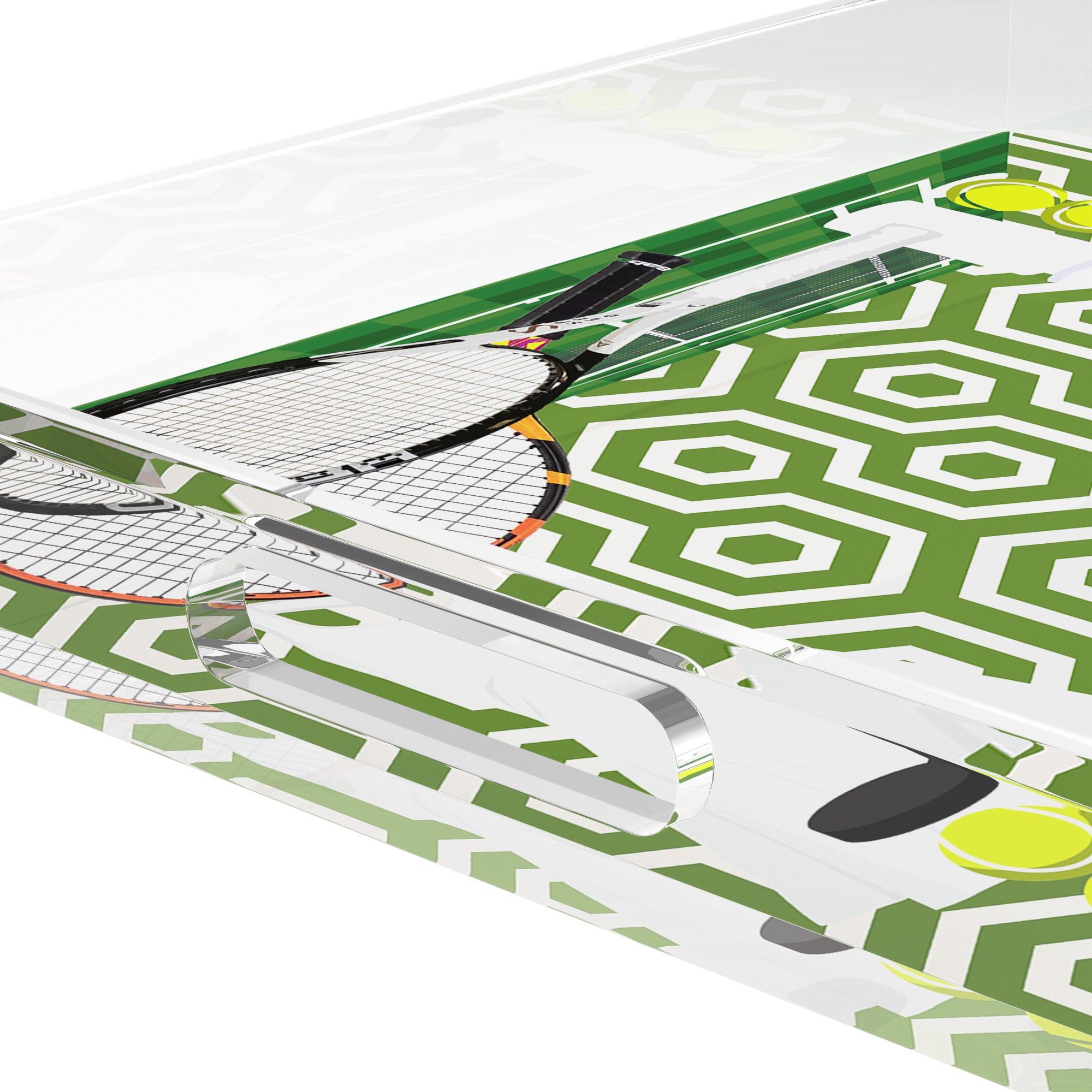 Tennis Anyone Green White  15X15 Acrylic Tray - nicolettemayer.com 