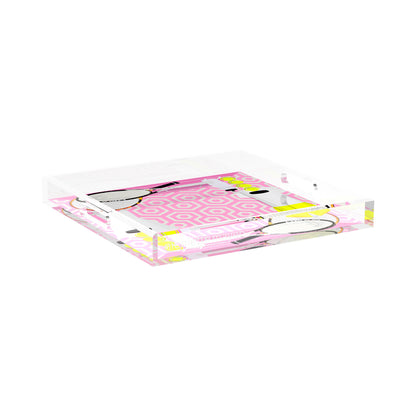 Tennis Anyone Pink White  15X15 Acrylic Tray - nicolettemayer.com 