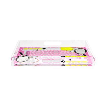 Tennis Anyone Pink White  15X15 Acrylic Tray - nicolettemayer.com 