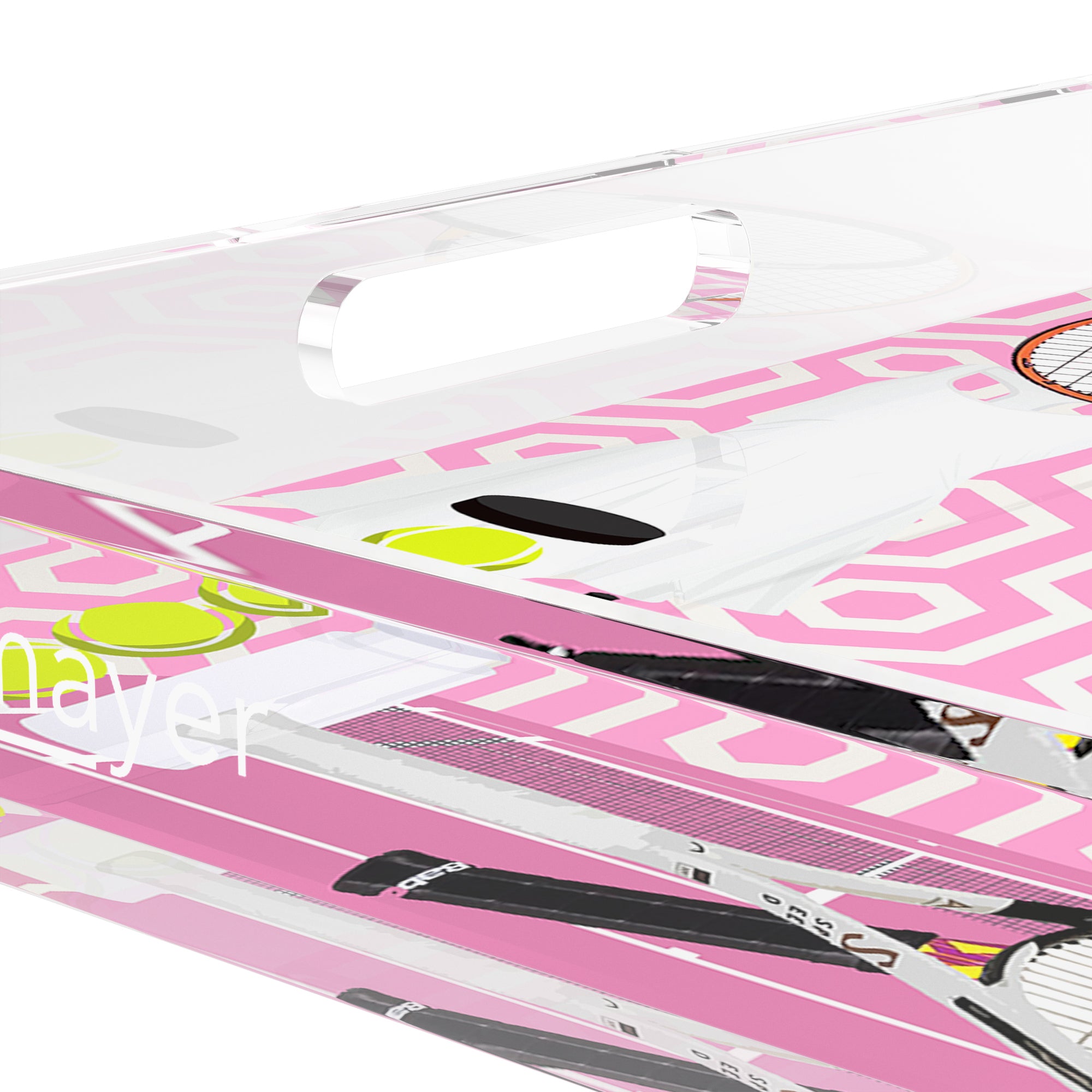 Tennis Anyone Pink White  15X15 Acrylic Tray - nicolettemayer.com 