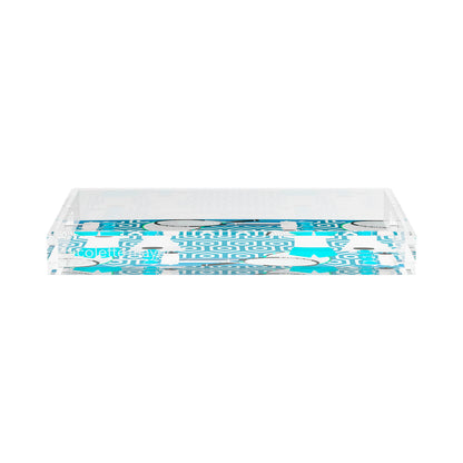 Tennis Anyone Blue White  17X10.5 Acrylic Tray - nicolettemayer.com 