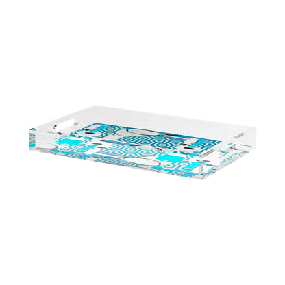 Tennis Anyone Blue White  17X10.5 Acrylic Tray - nicolettemayer.com 