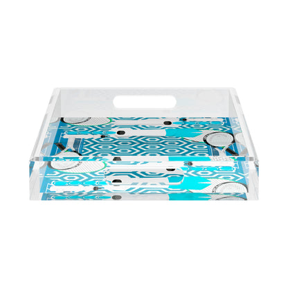 Tennis Anyone Blue White  17X10.5 Acrylic Tray - nicolettemayer.com 