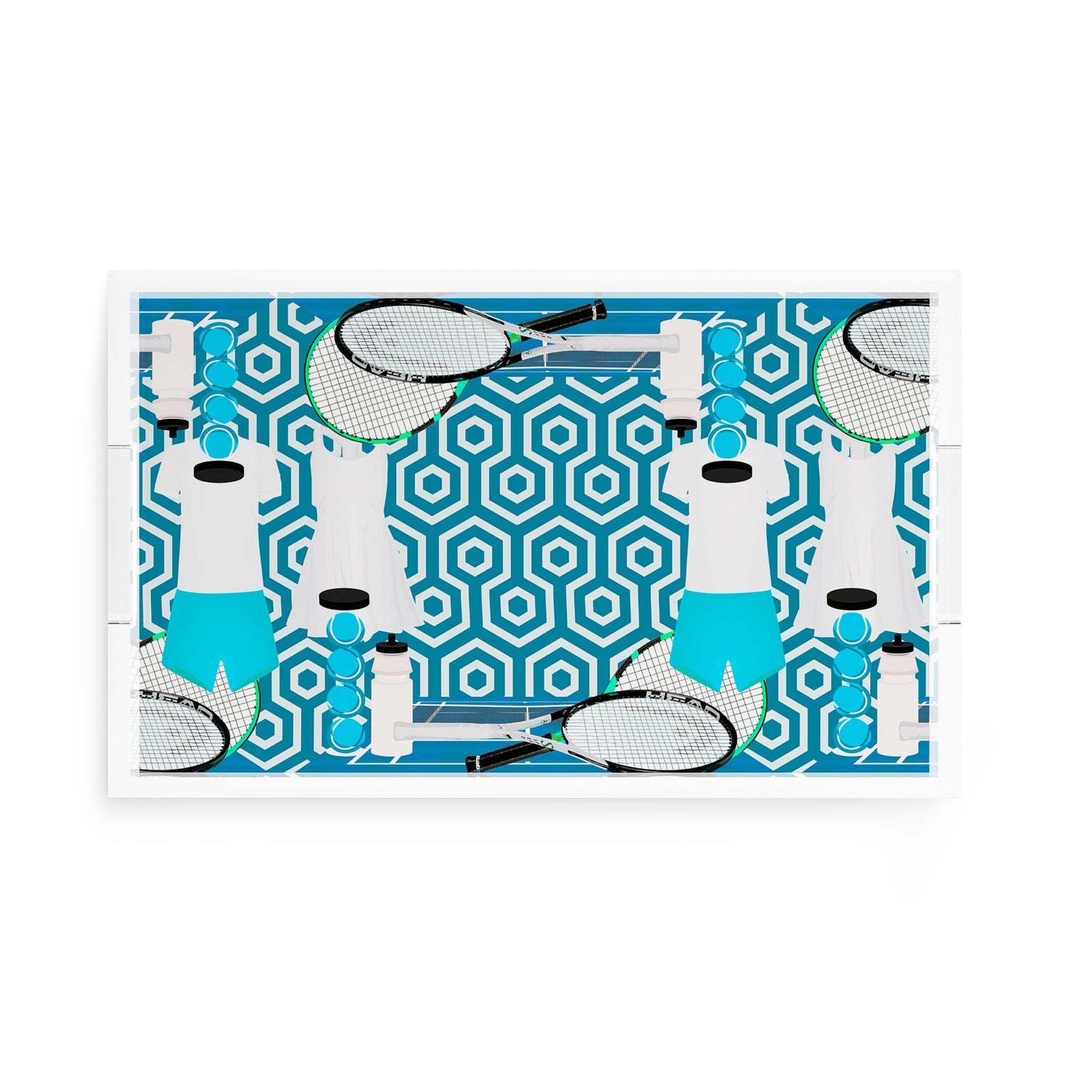 Tennis Anyone Blue White  17X10.5 Acrylic Tray - nicolettemayer.com 