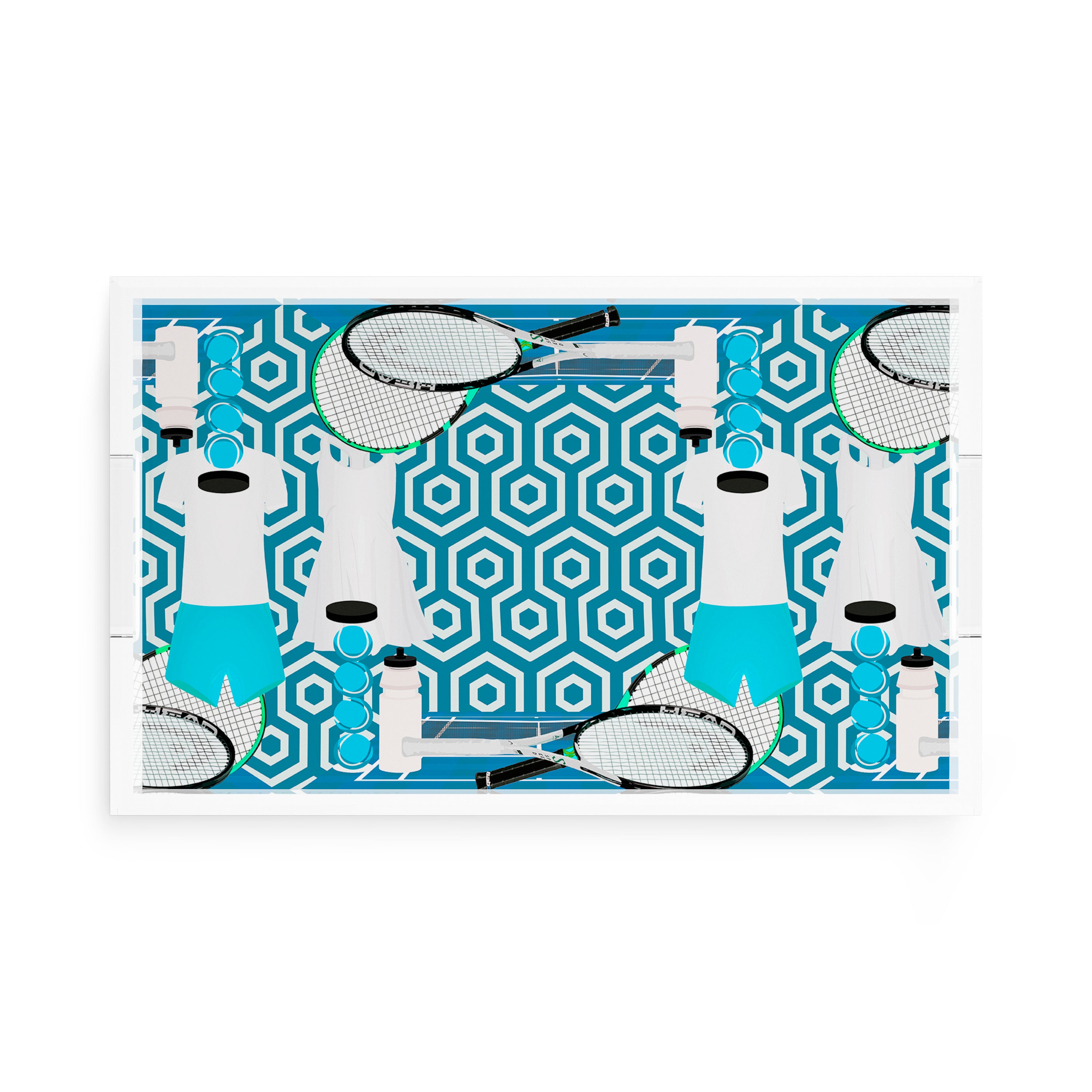 Tennis Anyone Blue White  17X10.5 Acrylic Tray - nicolettemayer.com 
