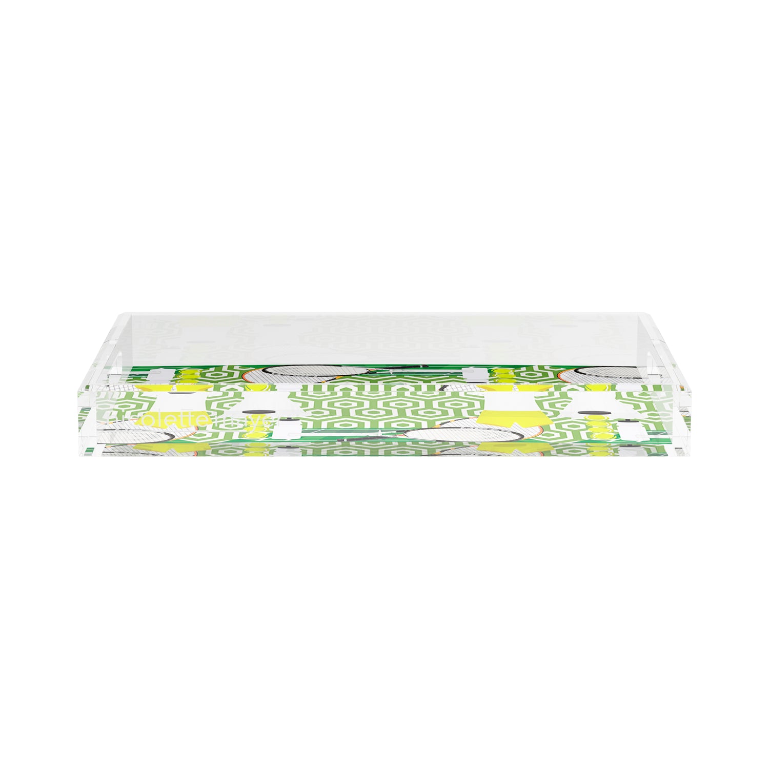 Tennis Anyone Green White  17X10.5 Acrylic Tray - nicolettemayer.com 