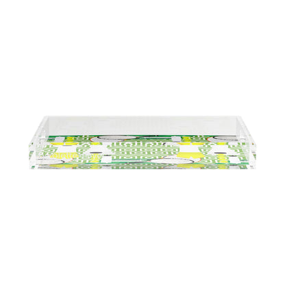 Tennis Anyone Green White  17X10.5 Acrylic Tray - nicolettemayer.com 
