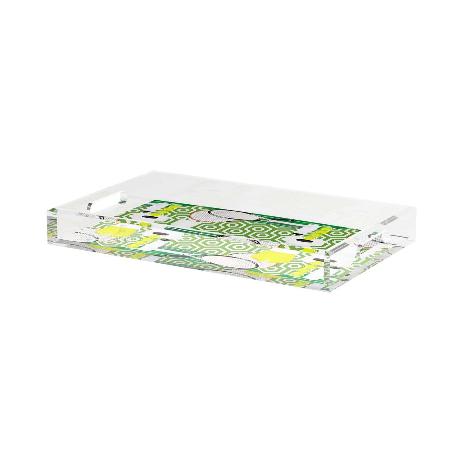 Tennis Anyone Green White  17X10.5 Acrylic Tray - nicolettemayer.com 