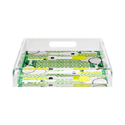 Tennis Anyone Green White  17X10.5 Acrylic Tray - nicolettemayer.com 