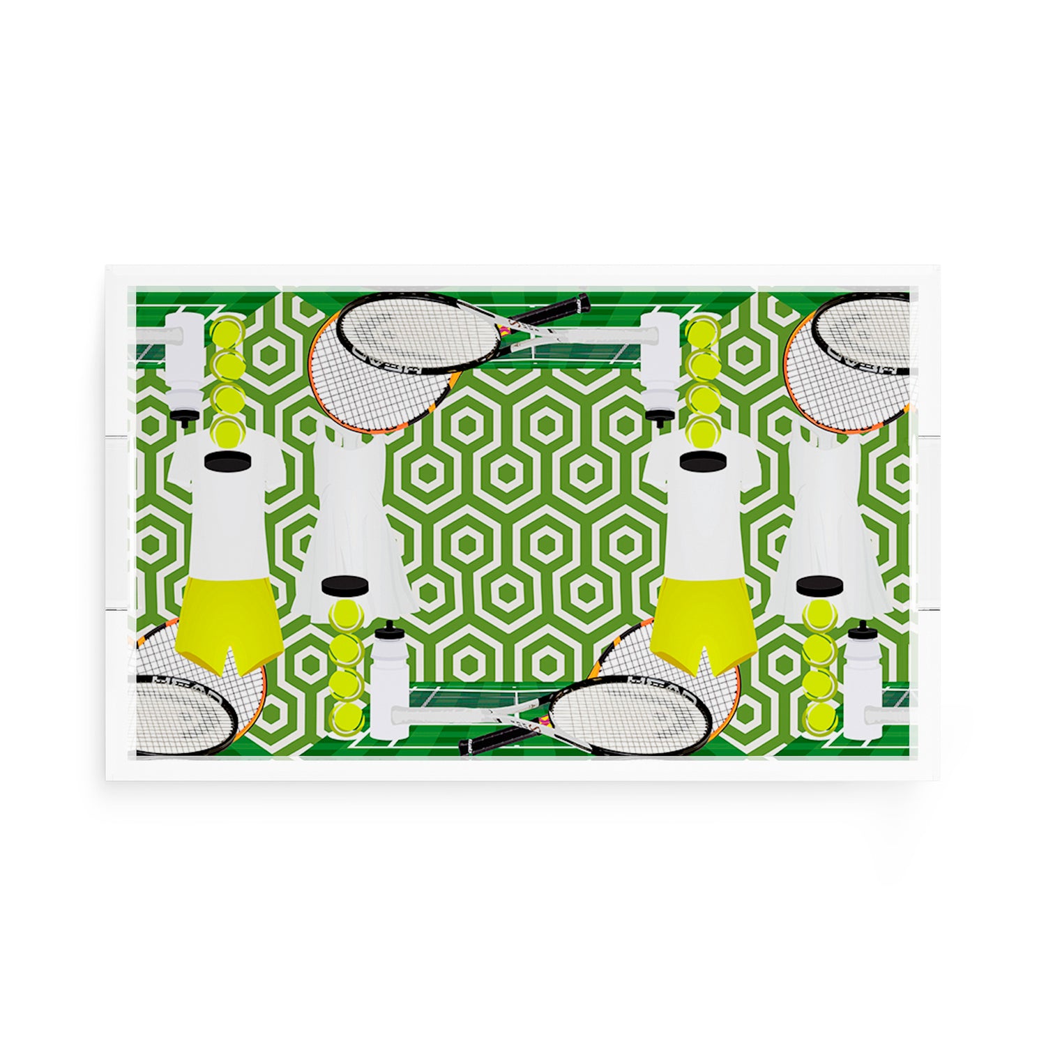 Tennis Anyone Green White  17X10.5 Acrylic Tray - nicolettemayer.com 