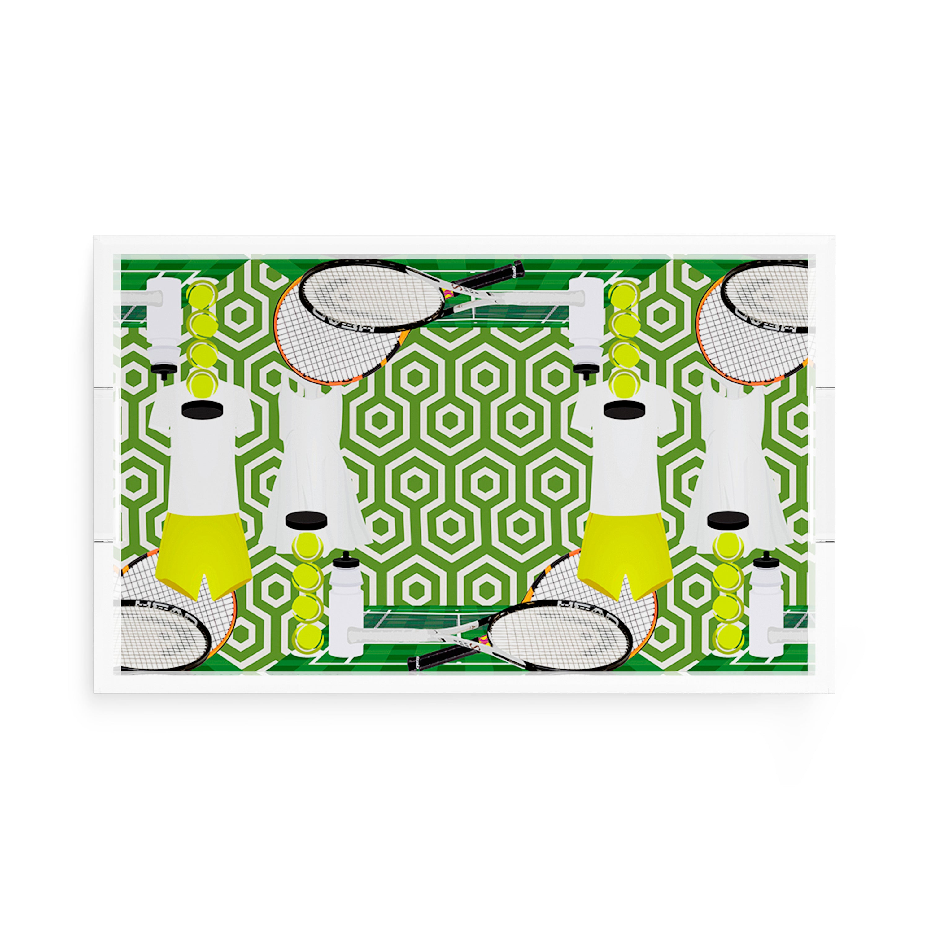 Tennis Anyone Green White  17X10.5 Acrylic Tray - nicolettemayer.com 