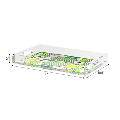 Tennis Anyone Green White  Set of 3 Acrylic Tray - nicolettemayer.com 
