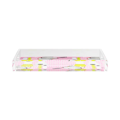 Tennis Anyone Pink White  17X10.5 Acrylic Tray - nicolettemayer.com 