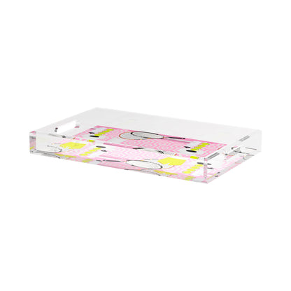 Tennis Anyone Pink White  17X10.5 Acrylic Tray - nicolettemayer.com 