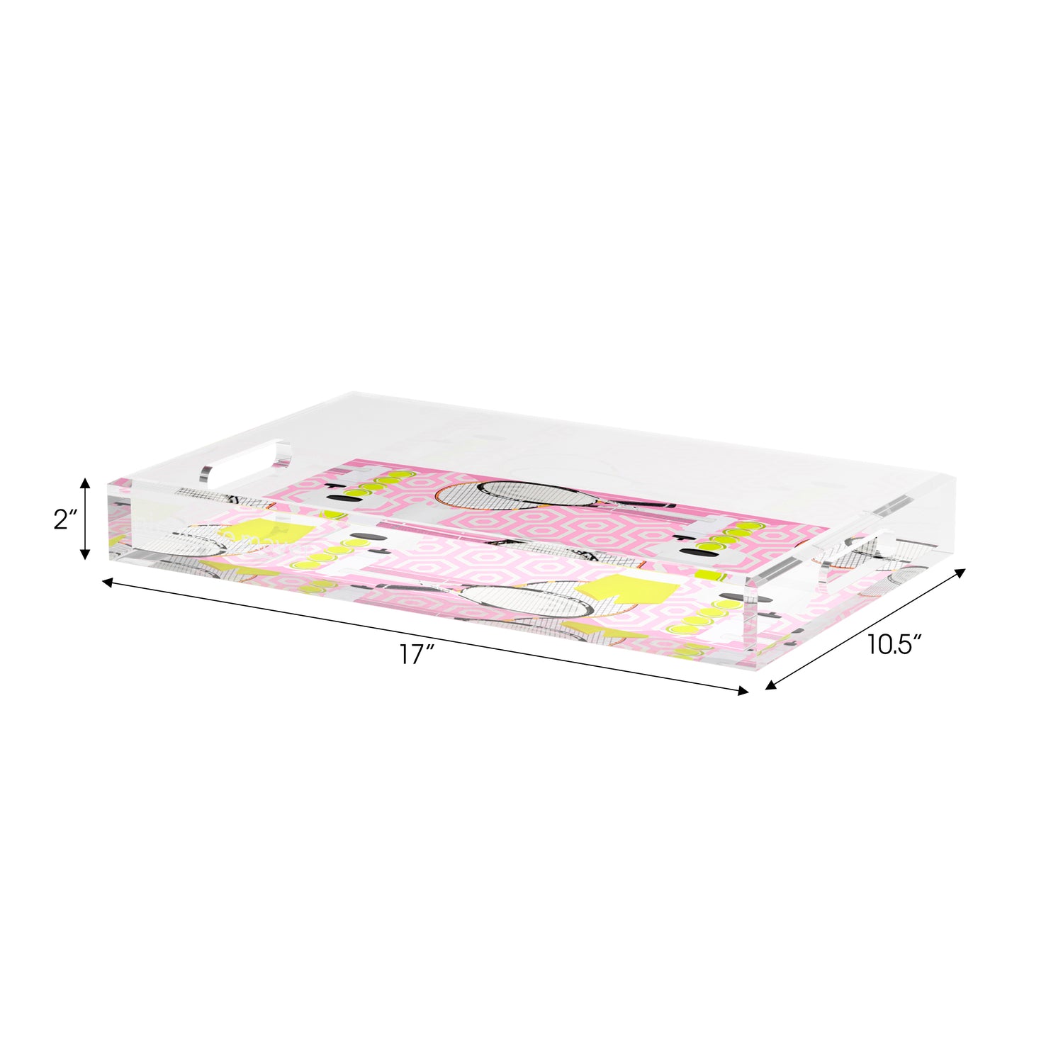 Tennis Anyone Pink White  Set of 3 Acrylic Tray - nicolettemayer.com 