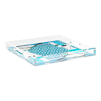 Tennis Anyone Blue White  18X18 Acrylic Tray - nicolettemayer.com 