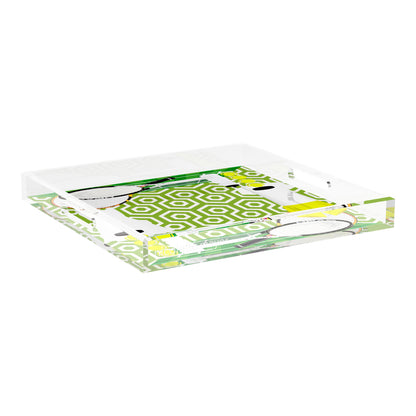 Tennis Anyone Green White  18X18 Acrylic Tray - nicolettemayer.com 