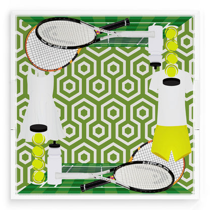 Tennis Anyone Green White  18X18 Acrylic Tray - nicolettemayer.com 