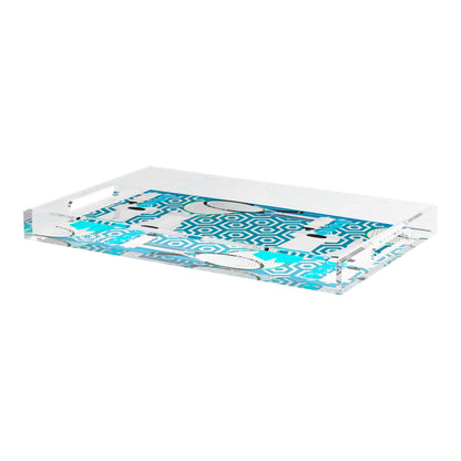 Tennis Anyone Blue White  22.5x14.5 Acrylic Tray - nicolettemayer.com 