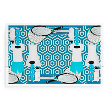 Tennis Anyone Blue White  22.5x14.5 Acrylic Tray - nicolettemayer.com 