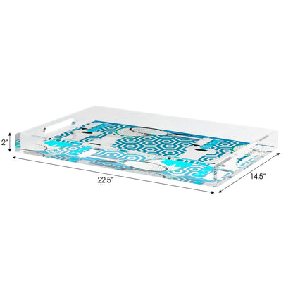 Tennis Anyone Blue White  Set of 3 Acrylic Tray - nicolettemayer.com 