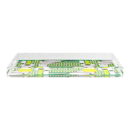 Tennis Anyone Green White  22.5x14.5 Acrylic Tray - nicolettemayer.com 