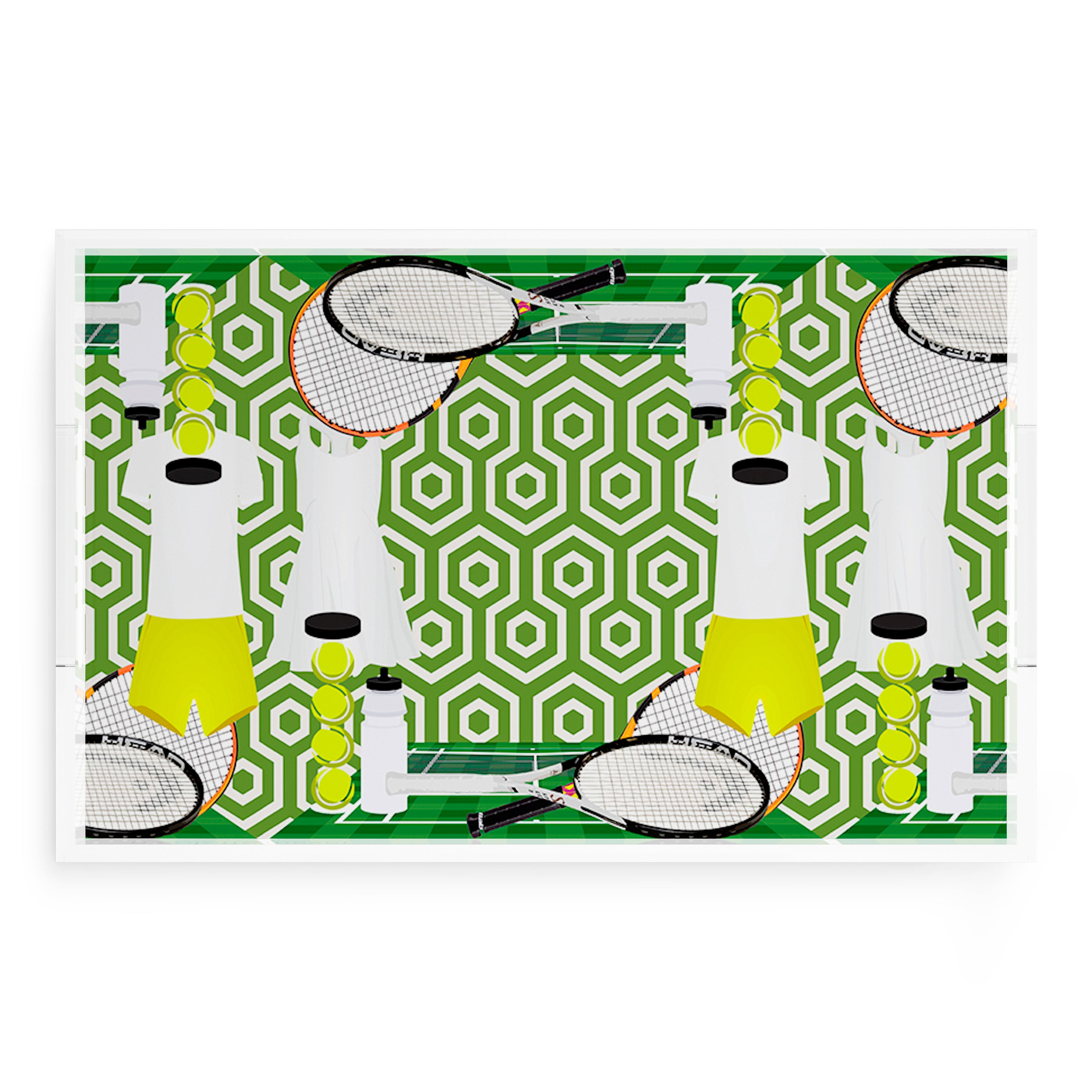Tennis Anyone Green White  22.5x14.5 Acrylic Tray - nicolettemayer.com 