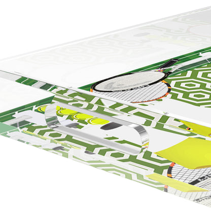Tennis Anyone Green White  22.5x14.5 Acrylic Tray - nicolettemayer.com 