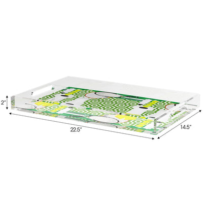 Tennis Anyone Green White  Set of 3 Acrylic Tray - nicolettemayer.com 