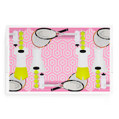 Tennis Anyone Pink White  22.5x14.5 Acrylic Tray - nicolettemayer.com 