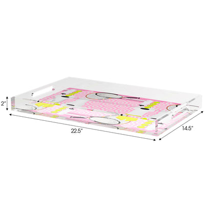 Tennis Anyone Pink White  Set of 3 Acrylic Tray - nicolettemayer.com 
