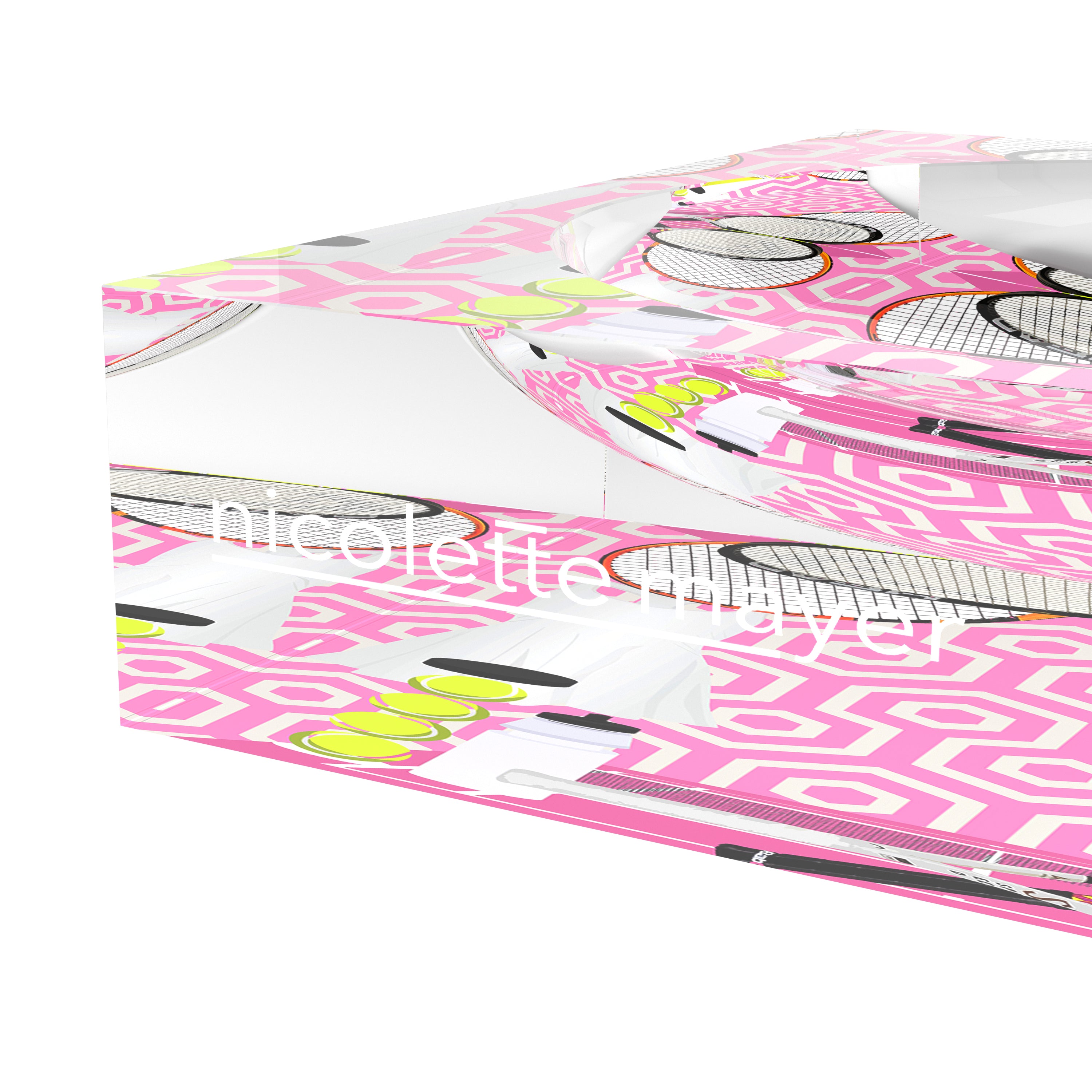 Tennis Anyone Pink White Candy Catchall Dish