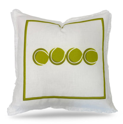Tennis Balls 22x22 White Fringe Pillow