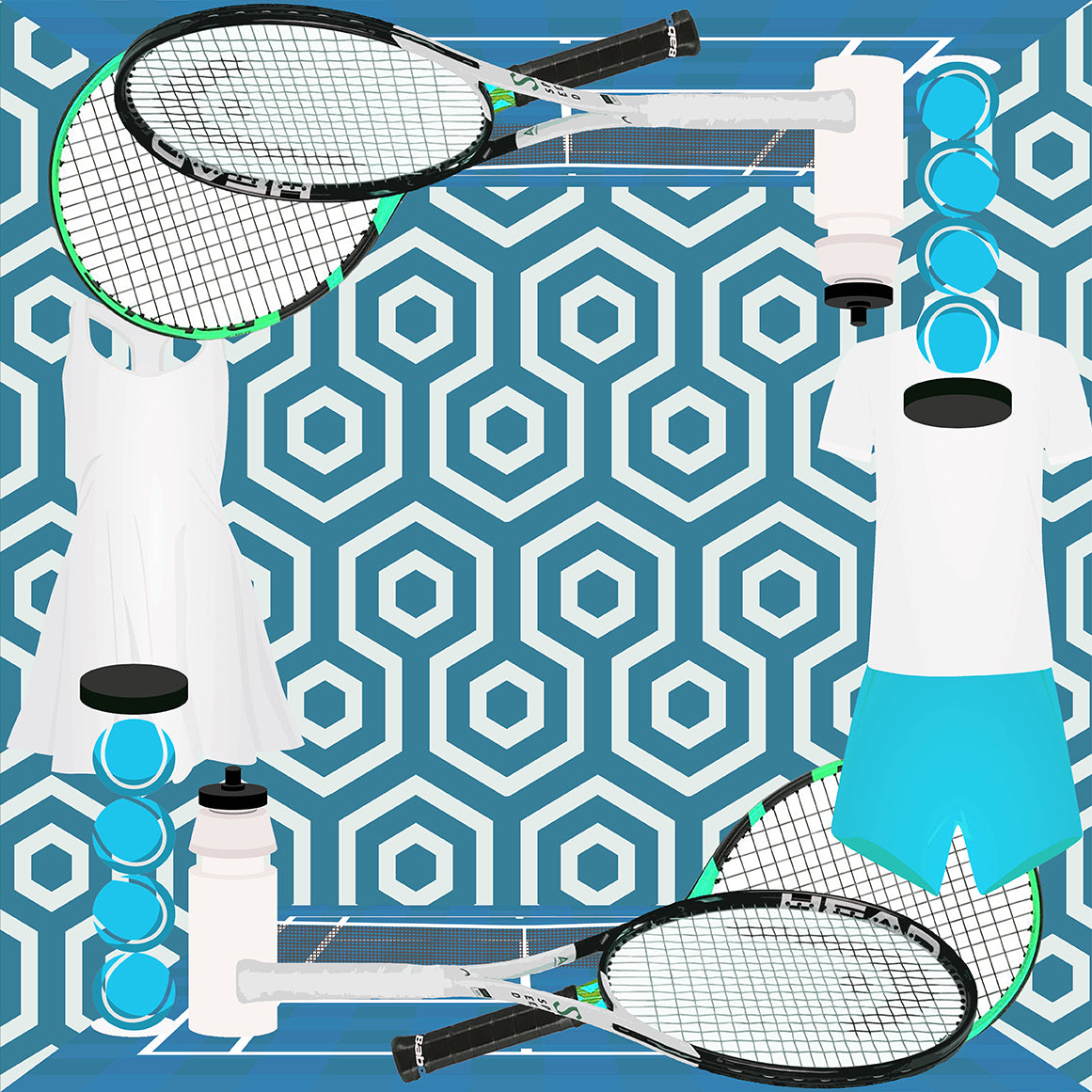Tennis Anyone Blue White Square Tray