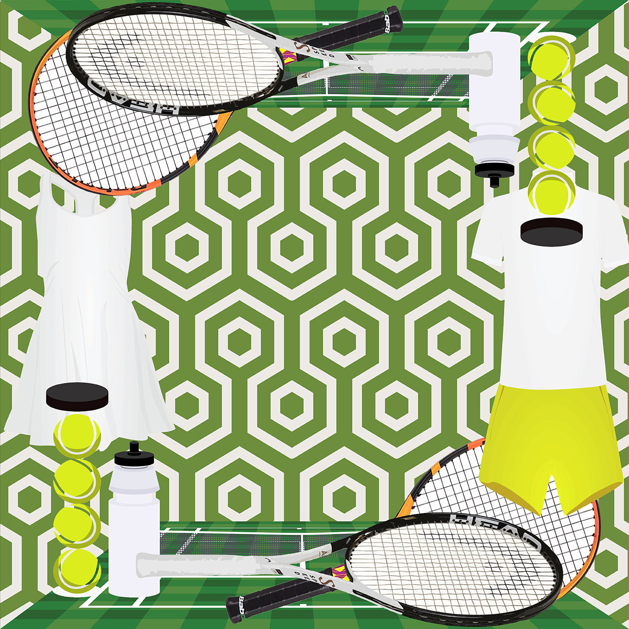 Tennis Anyone Green White Square Tray