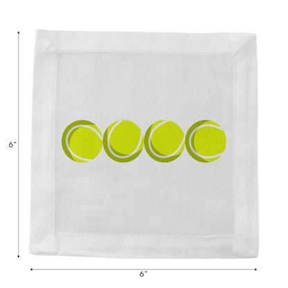 Tennis Balls Cotton Sateen Cocktail Napkins - nicolettemayer.com